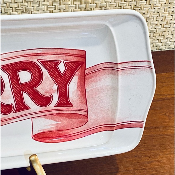 🎄Christmas Merry Red Banner Stoneware Serving Platter by Food Network 13.75" - Picture 3 of 6